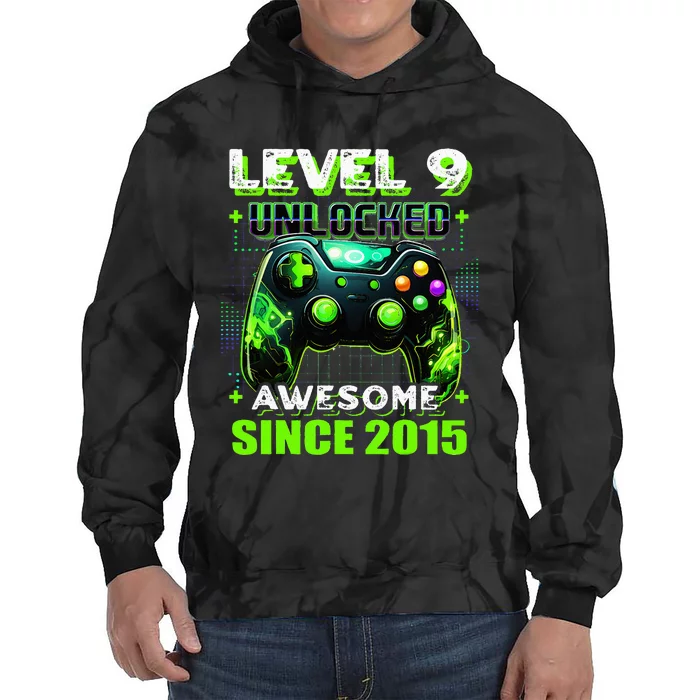 9th Birthday Gamer 9 Year Old Funny Bday Tie Dye Hoodie