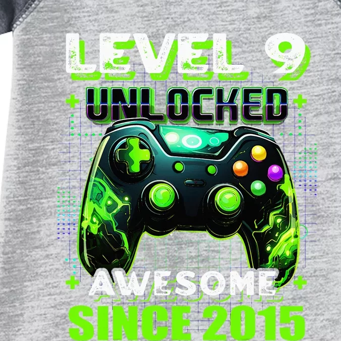 9th Birthday Gamer 9 Year Old Funny Bday Infant Baby Jersey Bodysuit