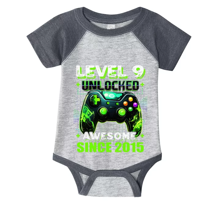 9th Birthday Gamer 9 Year Old Funny Bday Infant Baby Jersey Bodysuit