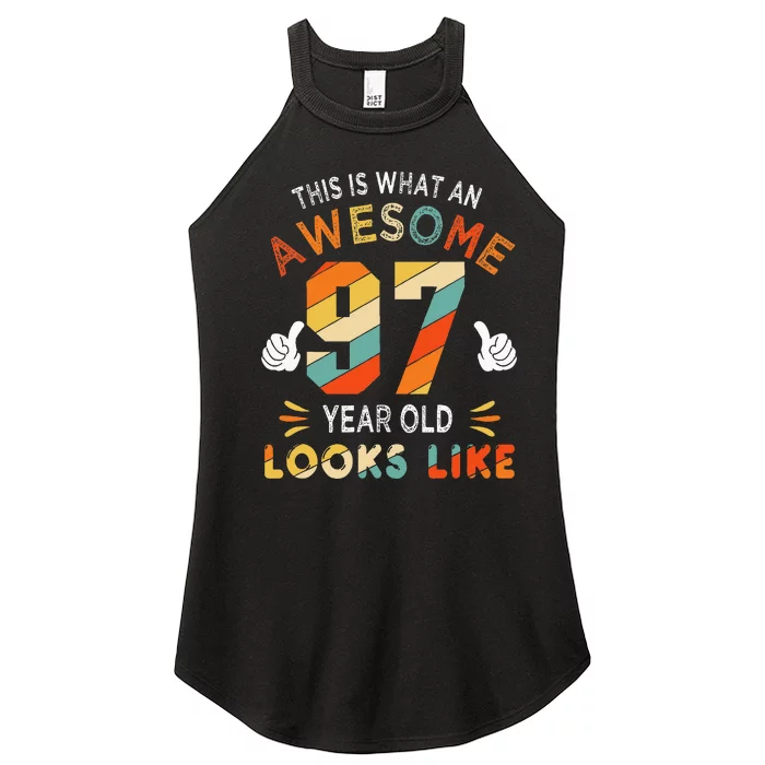 97th Birthday Gifts 97 Years Old looks Like Funny 97th Bday Women’s Perfect Tri Rocker Tank