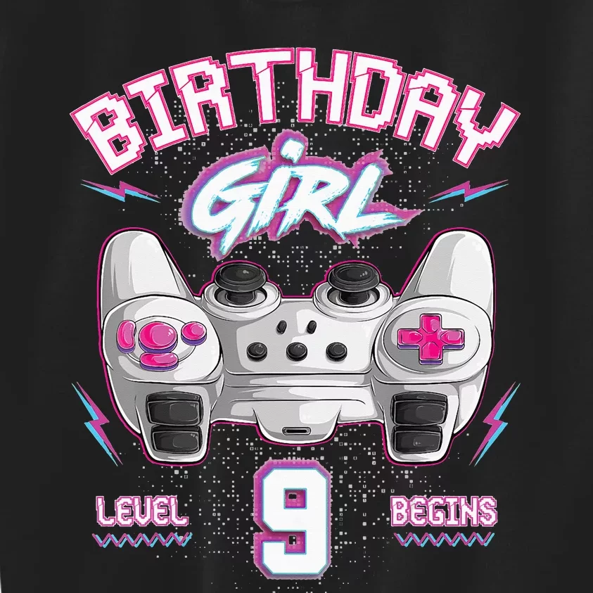 9Th Birthday  Gamer Level 9 Begins Video Games Girls Kids Sweatshirt