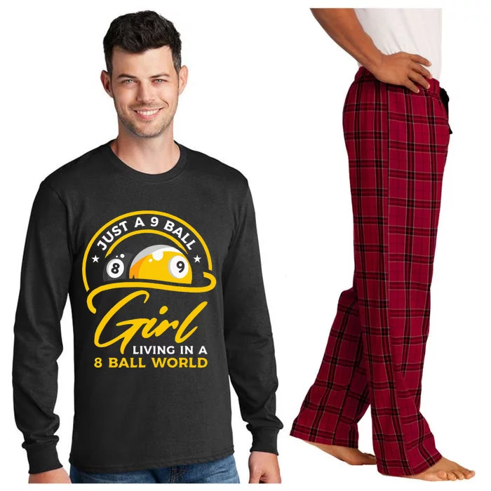 9 Ball Girl Living In 8 Ball World Pool Snooker Billiards Long Sleeve Pajama Set