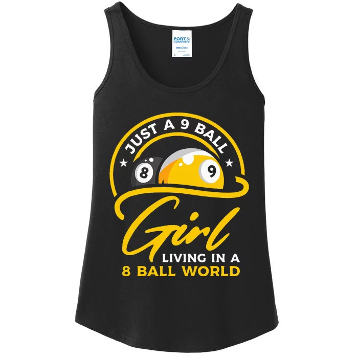 9 Ball Girl Living In 8 Ball World Pool Snooker Billiards Ladies Essential Tank