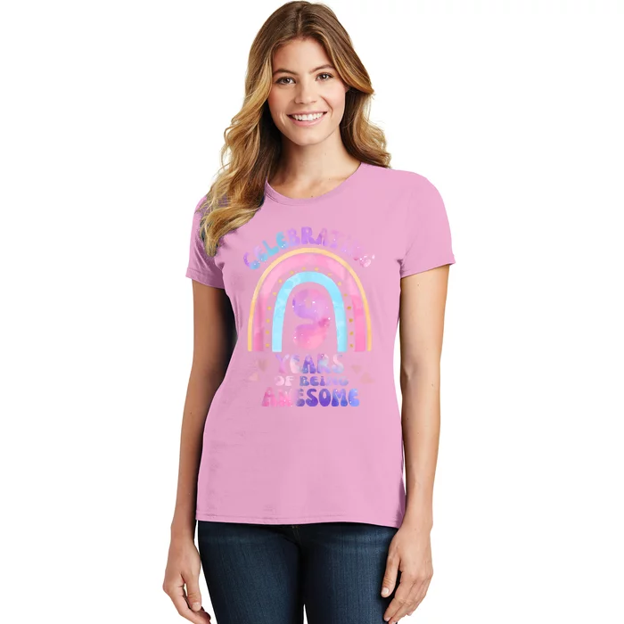 9th Birthday Girl Tie Dye 9 Years Of Being Awesome Bday Women's T-Shirt