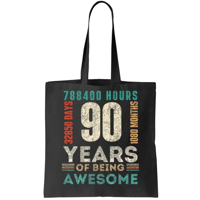 90th Birthday Hours Days Months 90 Years Old Bday Tote Bag