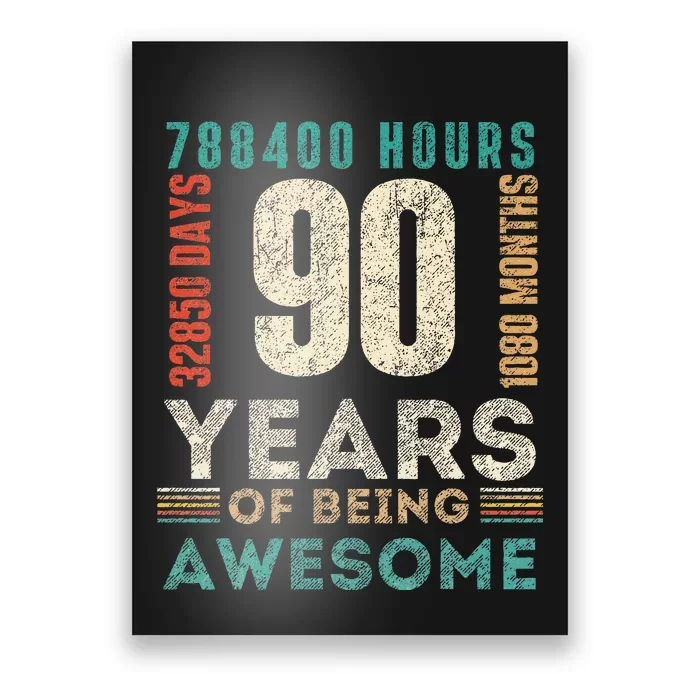 90th Birthday Hours Days Months 90 Years Old Bday Poster