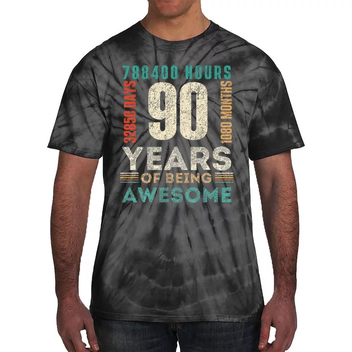 90th Birthday Hours Days Months 90 Years Old Bday Tie-Dye T-Shirt