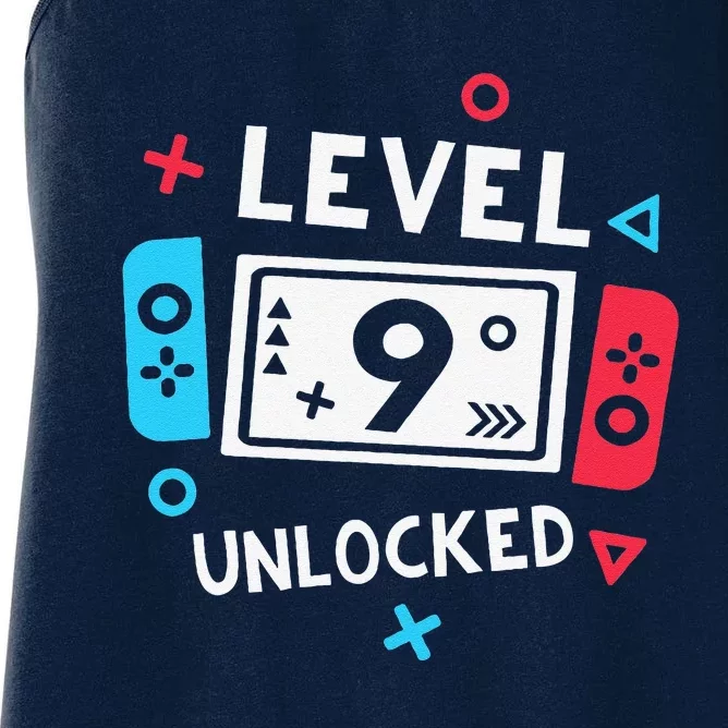 9th Birthday Level 9 Unlocked Video Game Party Women's Racerback Tank