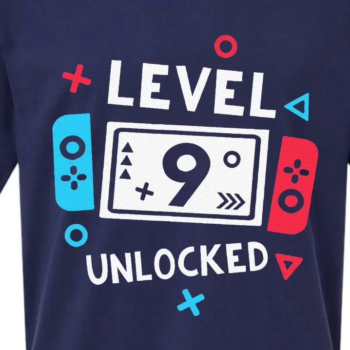 9th Birthday Level 9 Unlocked Video Game Party Sueded Cloud Jersey T-Shirt