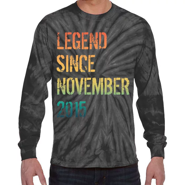 9th Birthday Legend Born November 2015 Tie-Dye Long Sleeve Shirt