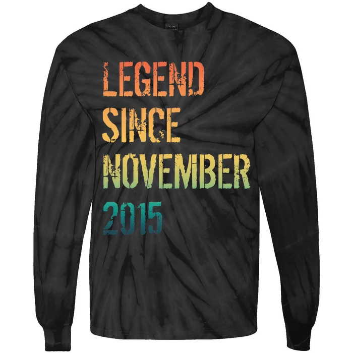 9th Birthday Legend Born November 2015 Tie-Dye Long Sleeve Shirt