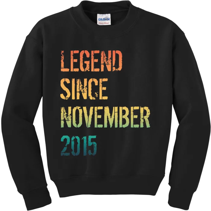 9th Birthday Legend Born November 2015 Kids Sweatshirt