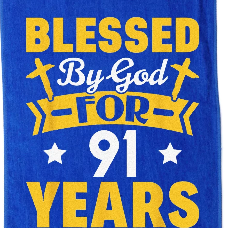 91st Birthday Man Woman Blessed By God For 91 Years Platinum Collection Golf Towel