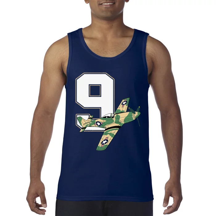 9th Birthday Military Plane Aircraft Fighter 9 Year Old Tank Top