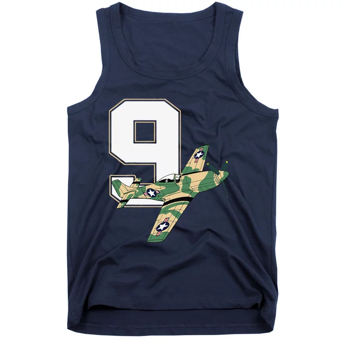 9th Birthday Military Plane Aircraft Fighter 9 Year Old Tank Top