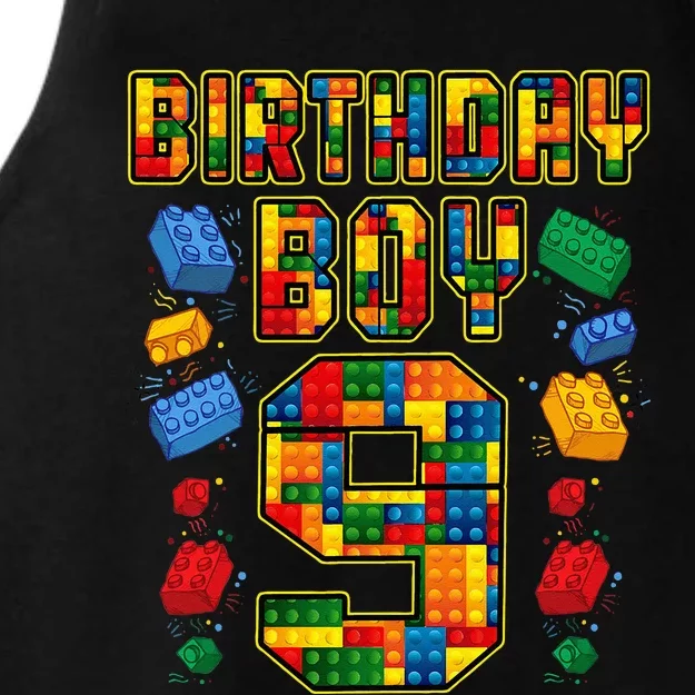 9th Birthday Master Builder 9 Years Old Block Building Ladies Tri-Blend Wicking Tank