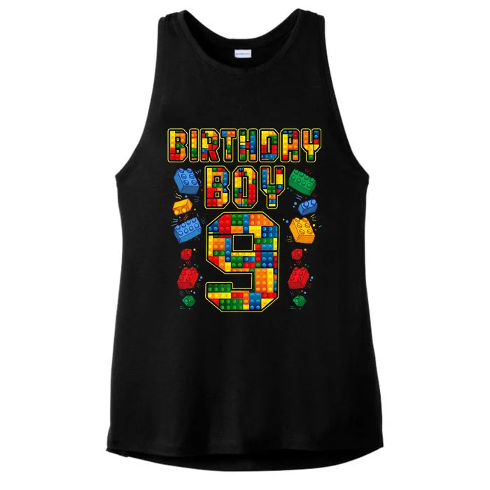 9th Birthday Master Builder 9 Years Old Block Building Ladies Tri-Blend Wicking Tank