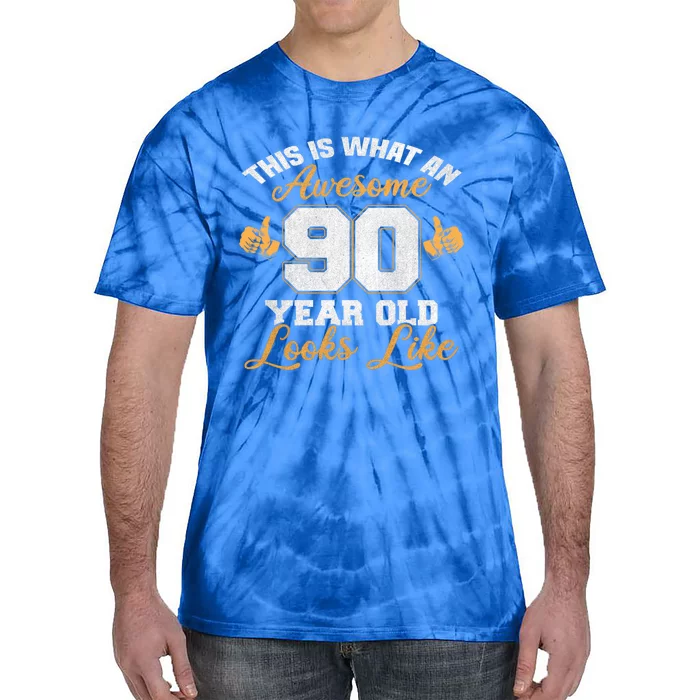 90th Birthday Novelty Gift Awesome 90 Year Old Cool Gift Tie-Dye T-Shirt