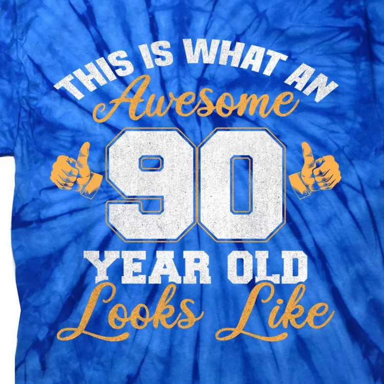 90th Birthday Novelty Gift Awesome 90 Year Old Cool Gift Tie-Dye T-Shirt