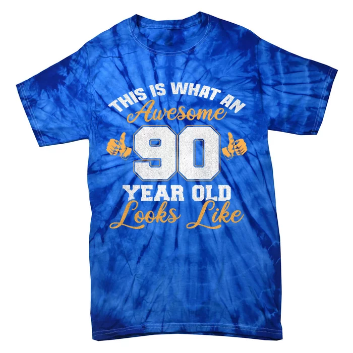 90th Birthday Novelty Gift Awesome 90 Year Old Cool Gift Tie-Dye T-Shirt