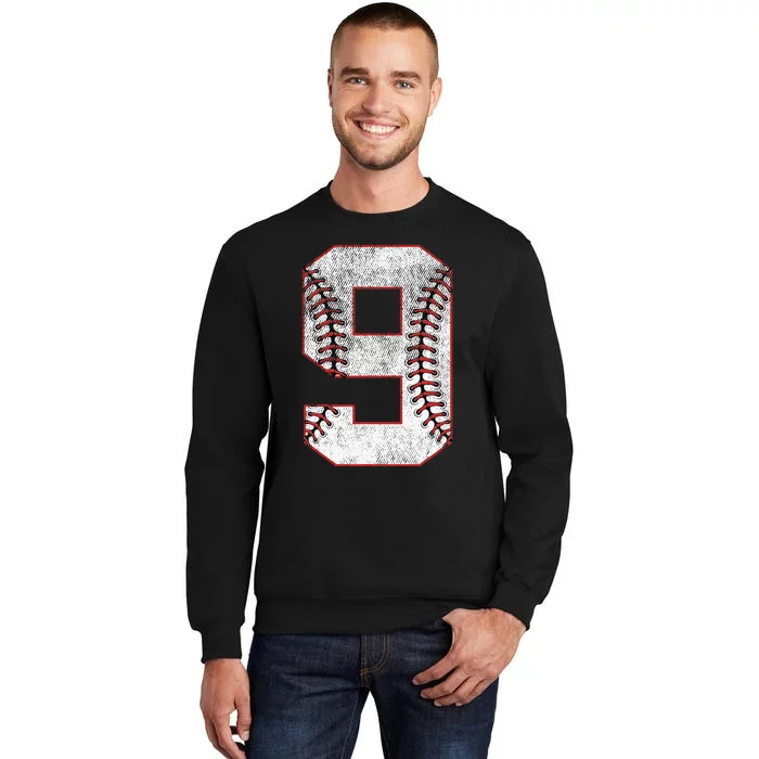 9th Birthday party Nine 9 Year Old Baseball Bday Tall Sweatshirt