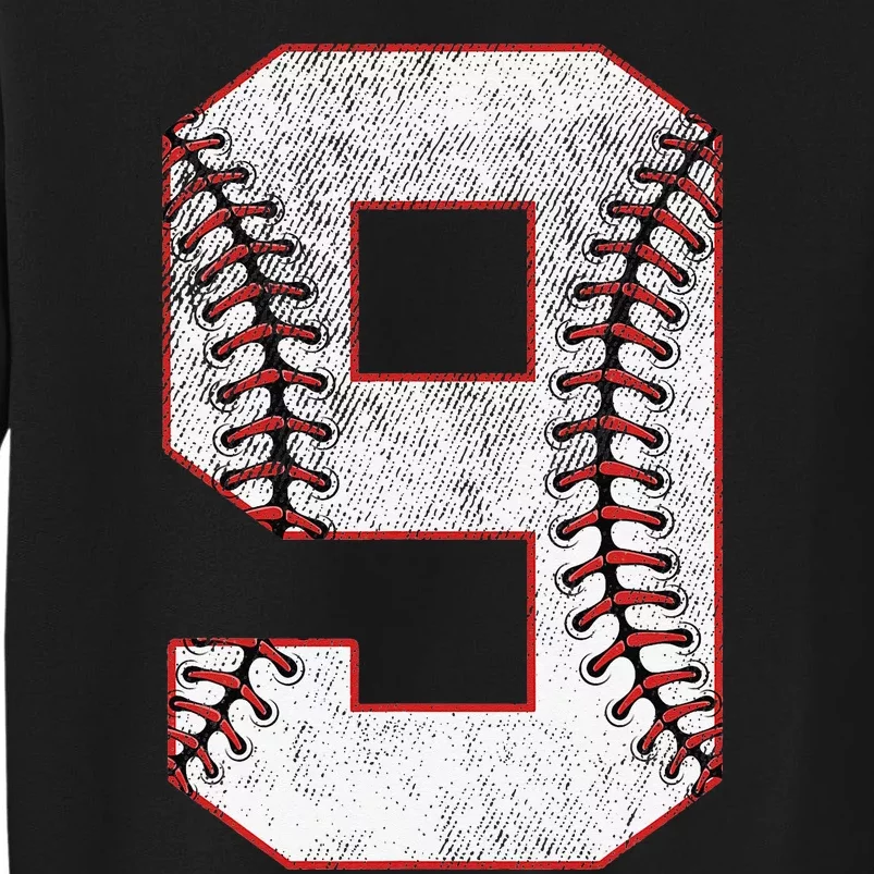 9th Birthday party Nine 9 Year Old Baseball Bday Tall Sweatshirt