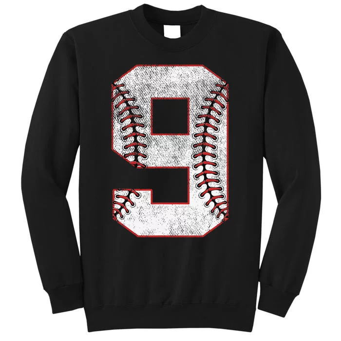 9th Birthday party Nine 9 Year Old Baseball Bday Tall Sweatshirt