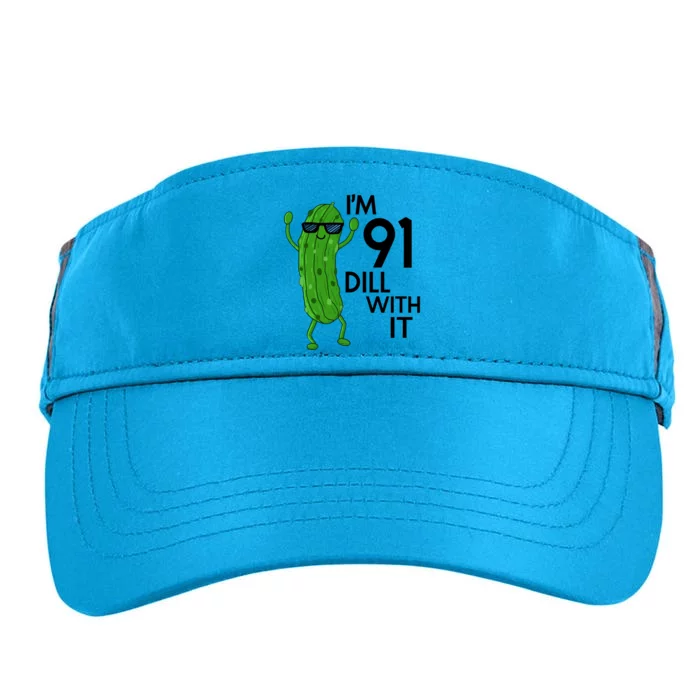 91st Birthday Pickle Funny IM 91 Dill With It Gift Adult Drive Performance Visor