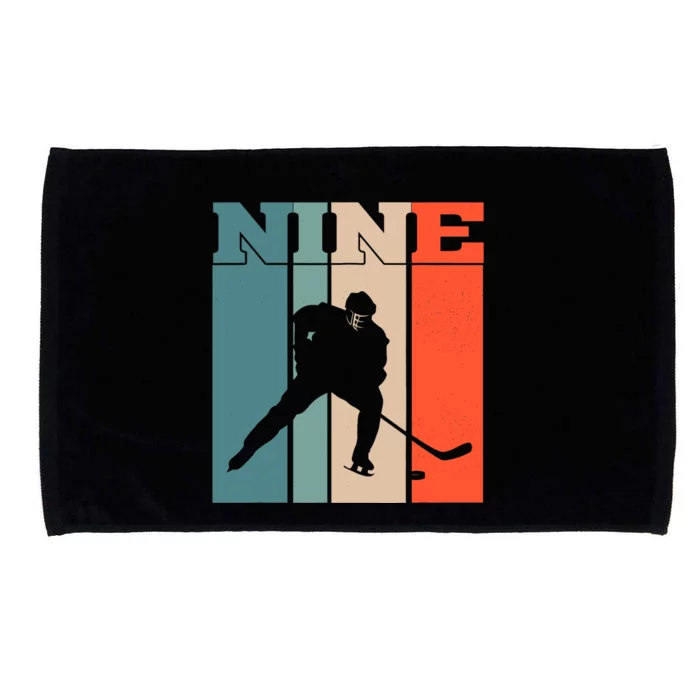 9th Birthday Retro Ice Hockey 9 Years Old Boy Girl Microfiber Hand Towel