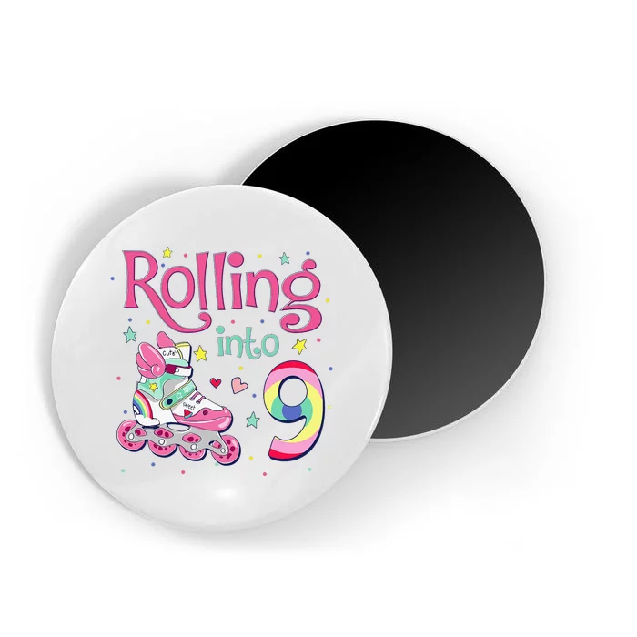 9th Bday Rolling Into 9 Birthday Roller Skate Party Magnet