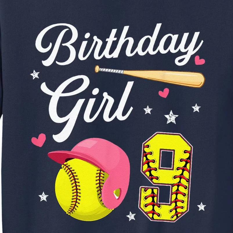 9th Birthday Softball Player Themed Nine 9 Years Old Sweatshirt