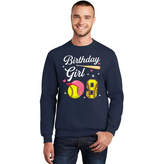 9th Birthday Softball Player Themed Nine 9 Years Old Tall Sweatshirt