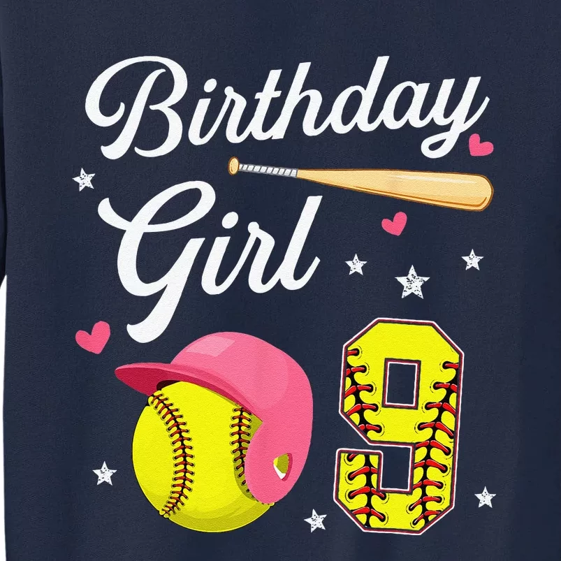 9th Birthday Softball Player Themed Nine 9 Years Old Tall Sweatshirt