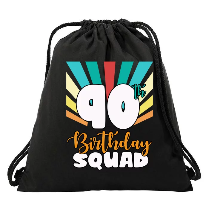 90th Birthday Squad 90 Years Old Drawstring Bag