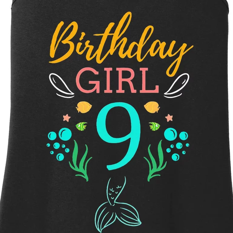 9th Birthday This Mermaid Is 9 Years Old Ladies Essential Tank