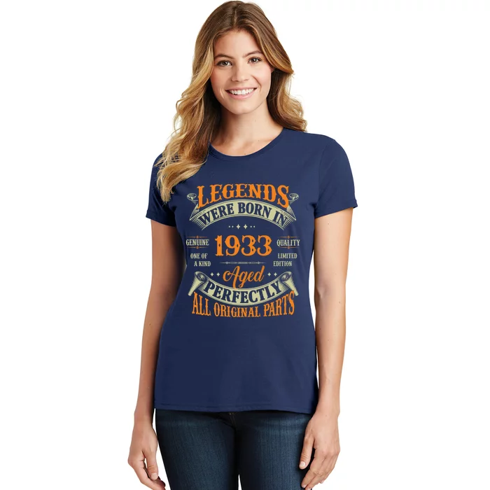 90th Birthday Tee Vintage Legends Born In 1933 90 Years Old Women's T-Shirt