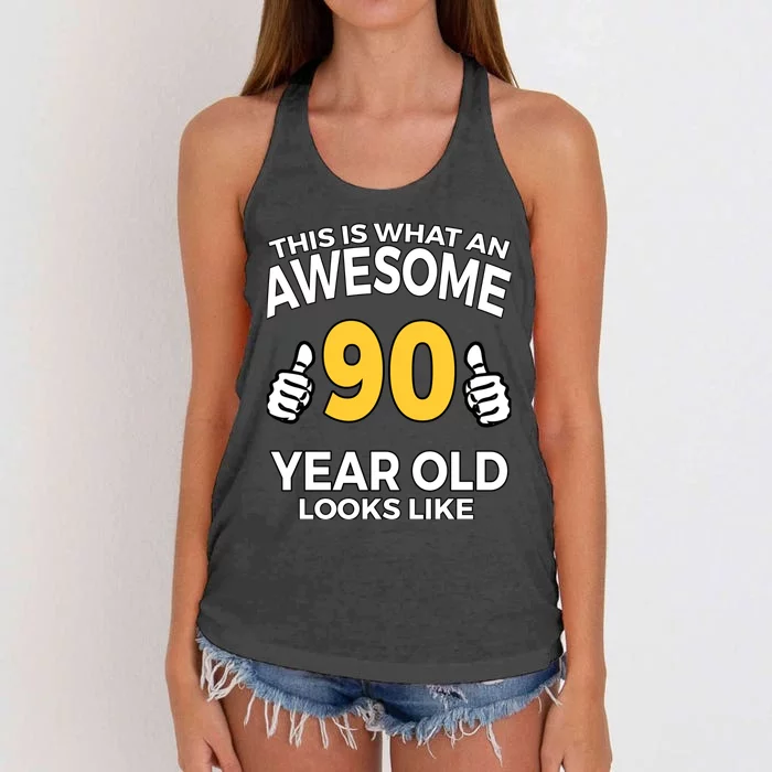 90th Birthday T Funny 90 Years Old Gifts Women's Knotted Racerback Tank