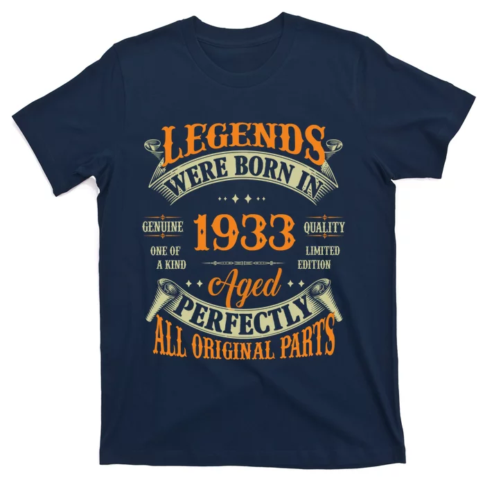 90th Birthday Tee Vintage Legends Born In 1933 90 Years Old T-Shirt