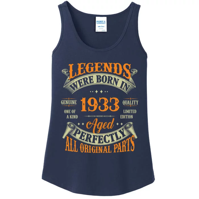 90th Birthday Tee Vintage Legends Born In 1933 90 Years Old Ladies Essential Tank