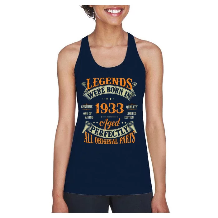 90th Birthday Tee Vintage Legends Born In 1933 90 Years Old Women's Racerback Tank