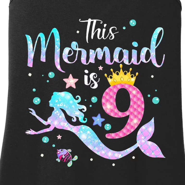 9th Birthday This Mermaid Is 9 Years Old Ladies Essential Tank