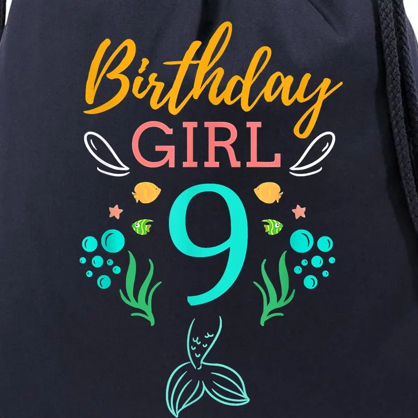 9th Birthday This Mermaid Is 9 Years Old Drawstring Bag