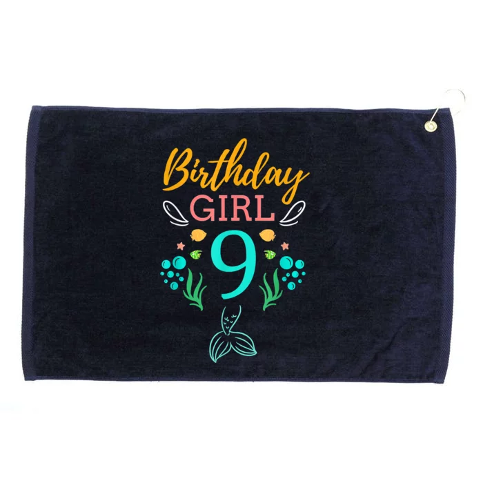 9th Birthday This Mermaid Is 9 Years Old Grommeted Golf Towel