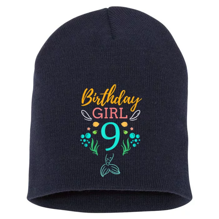 9th Birthday This Mermaid Is 9 Years Old Short Acrylic Beanie