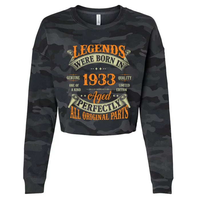 90th Birthday Tee Vintage Legends Born In 1933 90 Years Old Cropped Pullover Crew