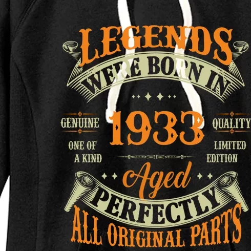 90th Birthday Tee Vintage Legends Born In 1933 90 Years Old Women's Fleece Hoodie