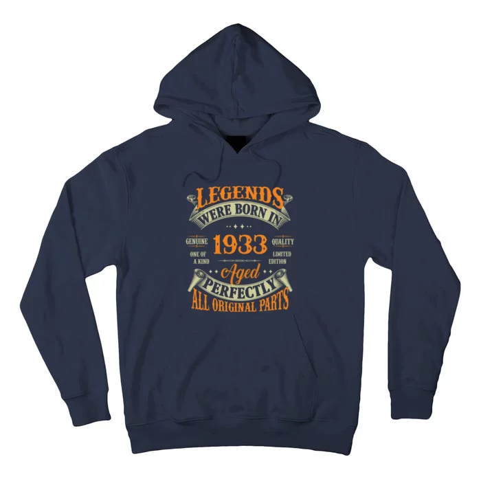 90th Birthday Tee Vintage Legends Born In 1933 90 Years Old Tall Hoodie