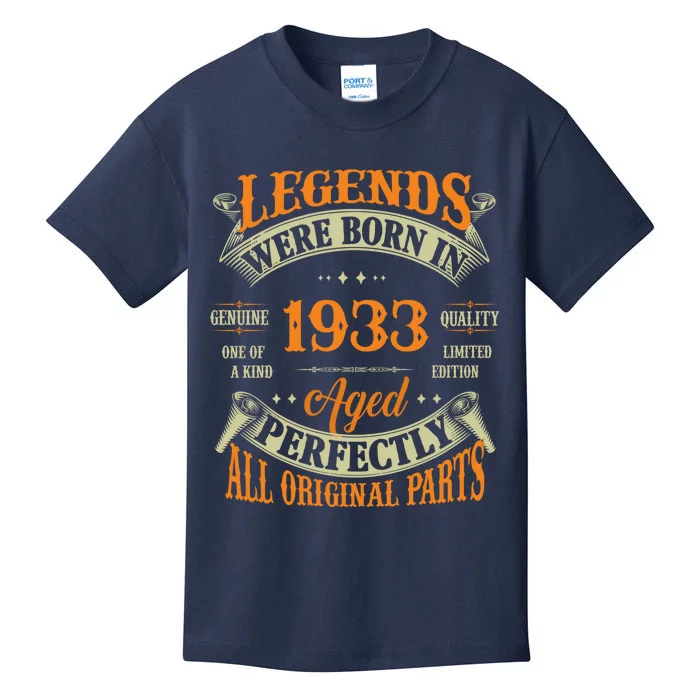 90th Birthday Tee Vintage Legends Born In 1933 90 Years Old Kids T-Shirt