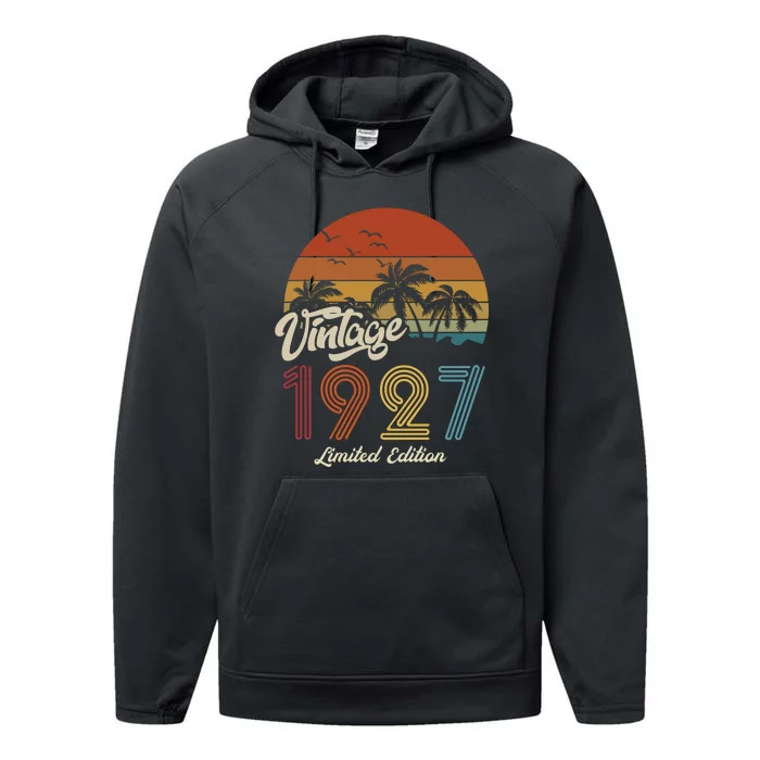 96th Birthday Vintage Limited Edition 1927 Performance Fleece Hoodie