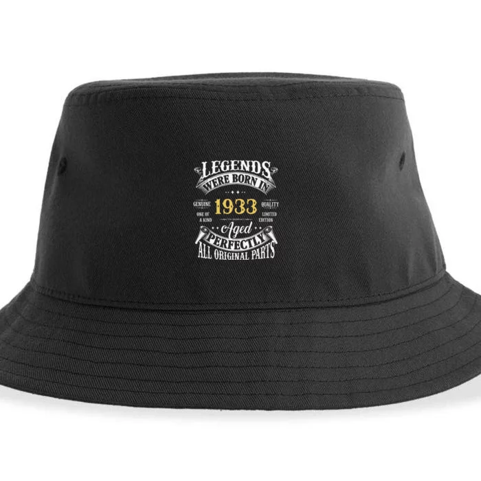 90th Birthday Vintage Legends Born In 1933 90 Years Old Sustainable Bucket Hat